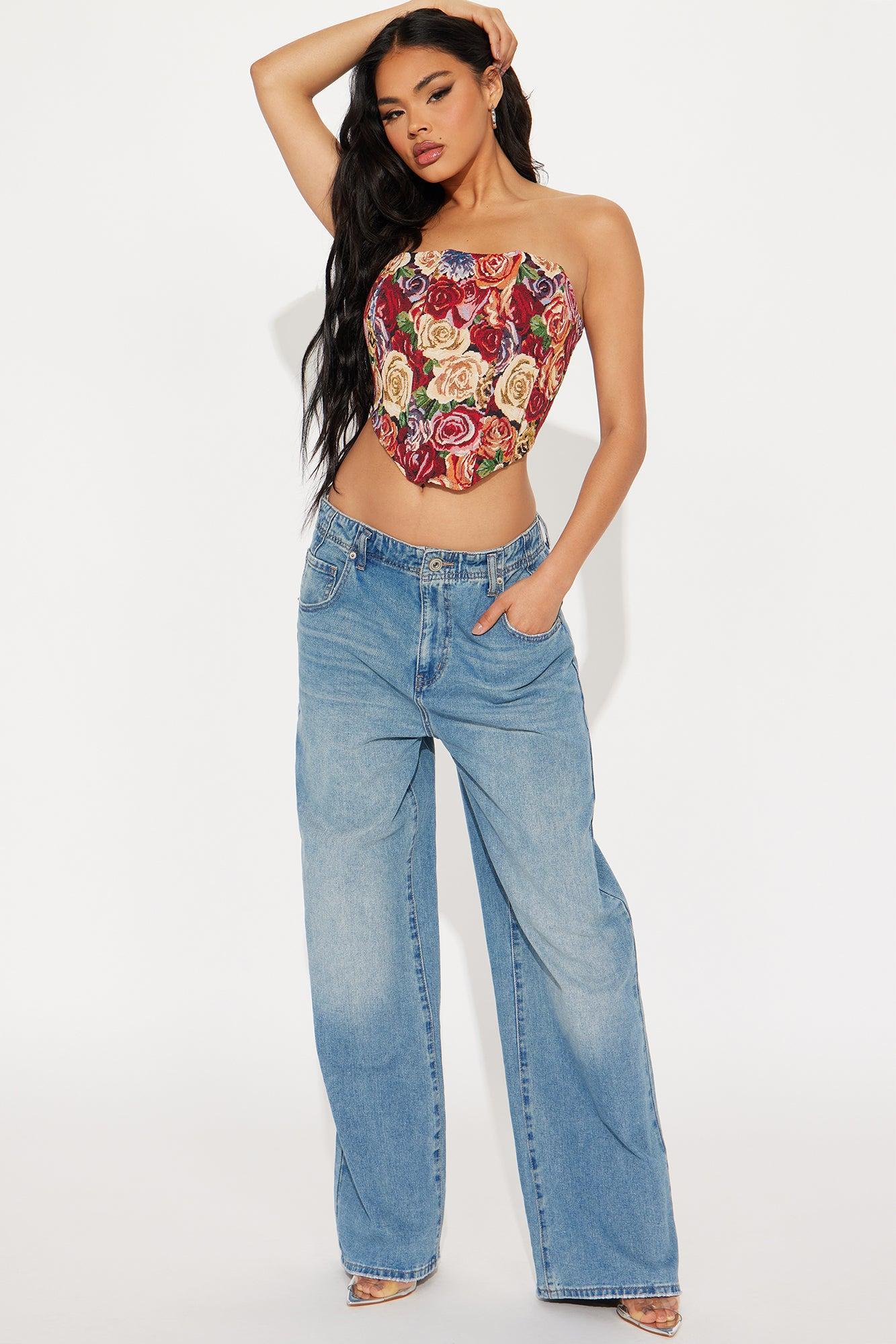 Send Me Roses Jacquard Corset Top - Multi Color Product Image