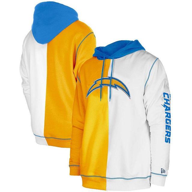 Mens New Era /White Los Angeles Chargers Third Down Split Raglan Pullover Hoodie Product Image