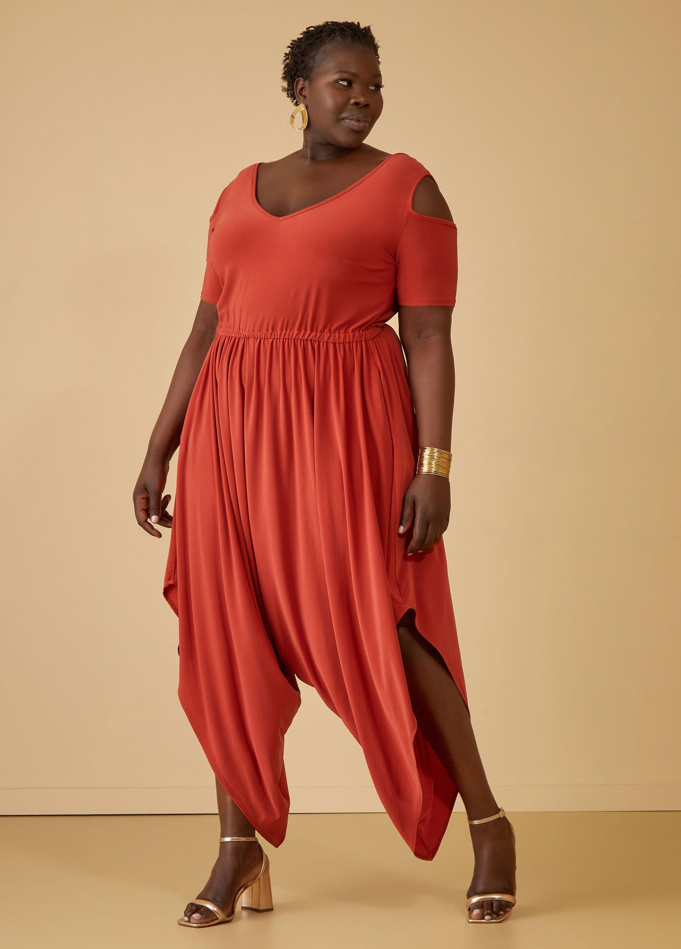 Plus Size Cold Shoulder Harem Jumpsuit Ashley Stewart Product Image