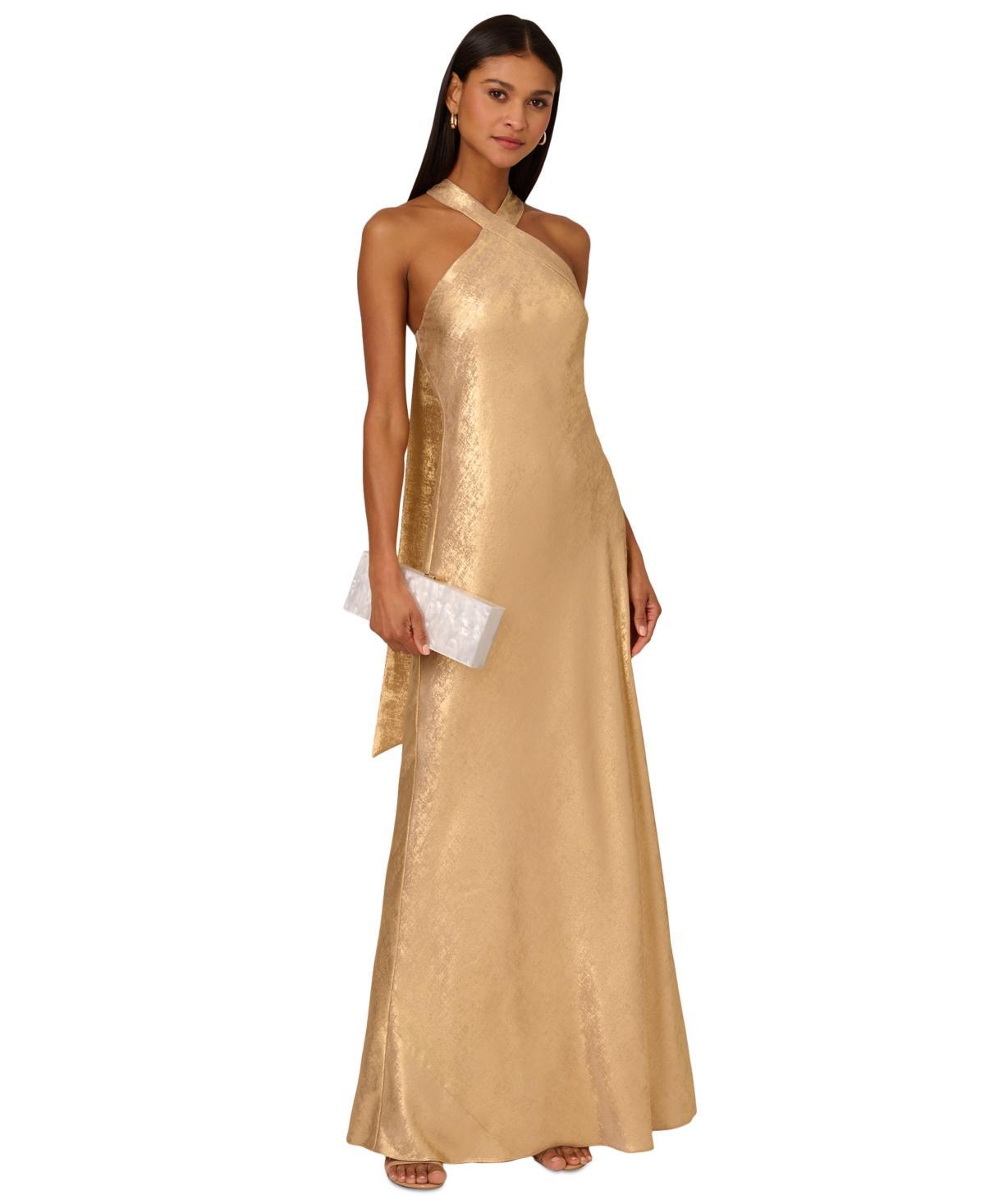 Women's Folied-Chiffon Halter Gown Product Image