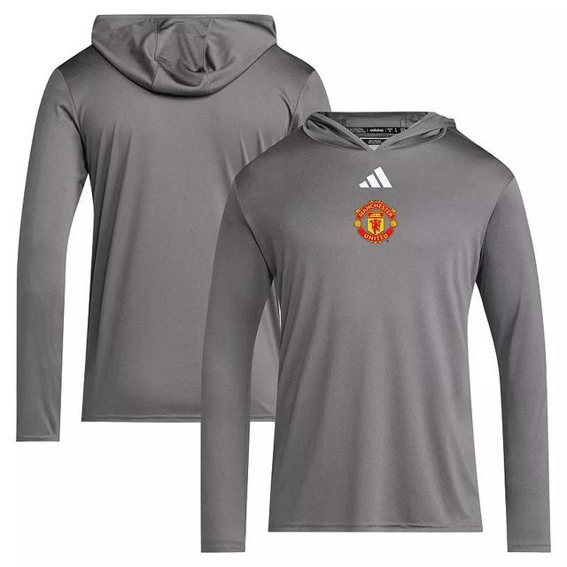 Adidas Mens Gray Manchester United Team Lightweight Pullover Hoodie Product Image