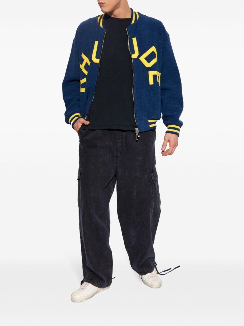 RHUDE Navy Striped Bomber Jacket In Blue Product Image