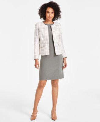 Kasper Womens Tweed Open Front Blazer Sheath Dress Product Image