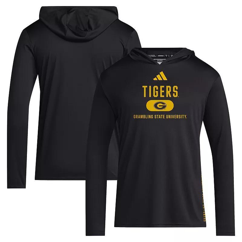 Mens adidas Black Grambling Tigers 2024 Sideline Hooded Long Sleeve T-Shirt Product Image