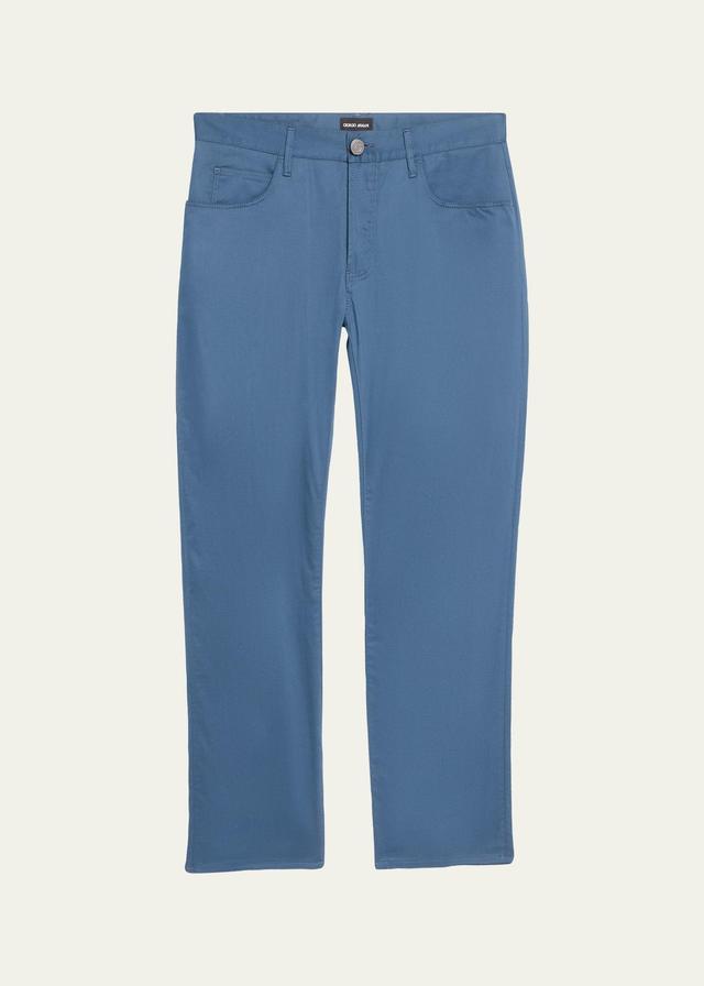 Mens 5-Pocket Cotton and Silk Denim Pants Product Image