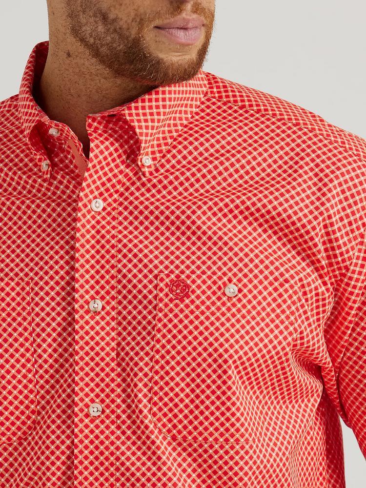 Wrangler® George Strait™ Men's L/S Fiesta Red Cross Print Button Shirt Product Image