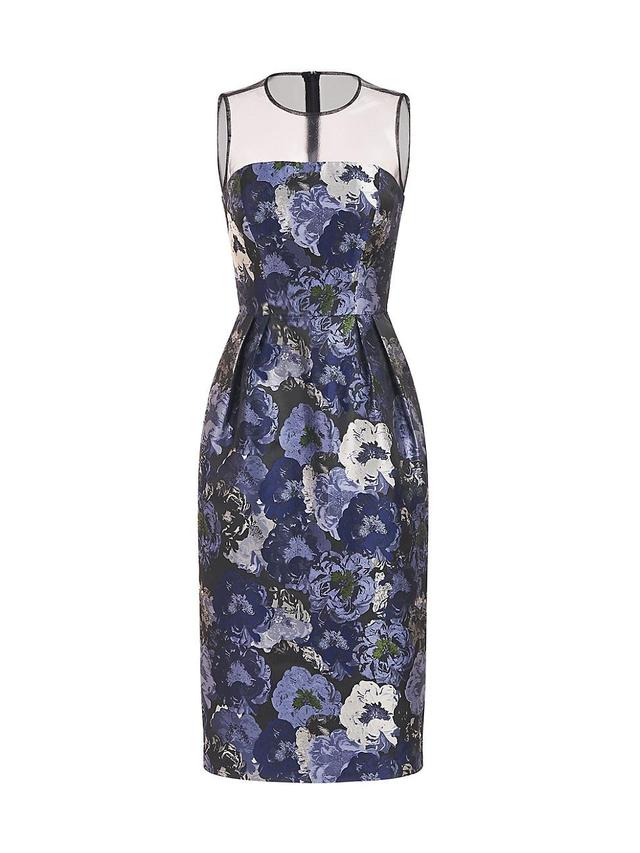 Womens Dottie Floral Jacquard Illusion Midi-Dress Product Image