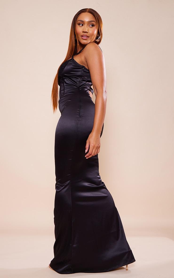 Shape Black Satin Lace Insert Maxi Dress Product Image