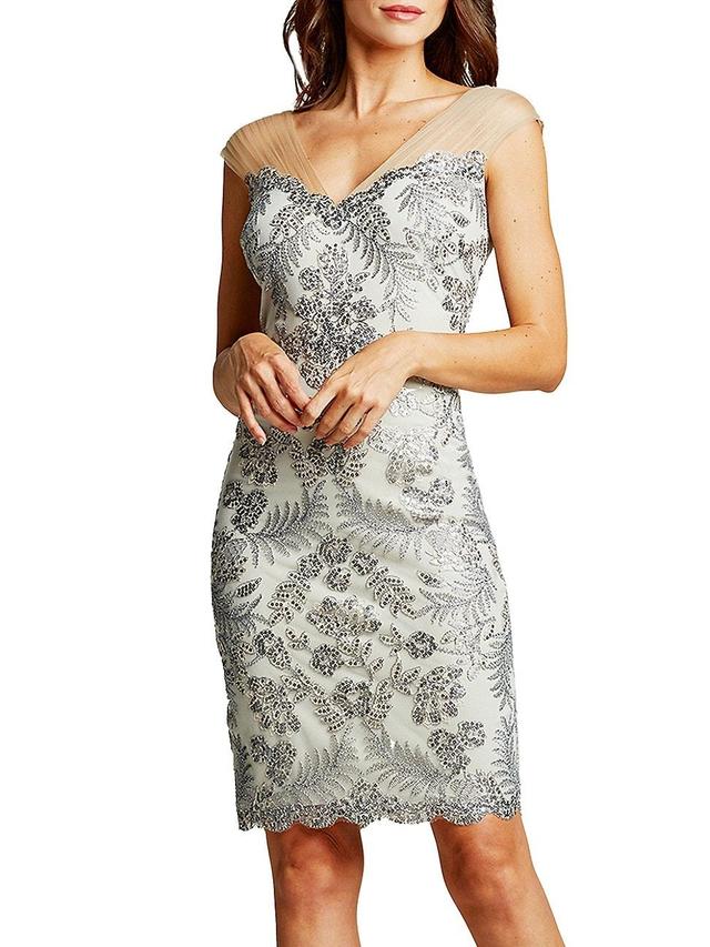 Womens Sequin Lace Deep V-Neck Dress Product Image