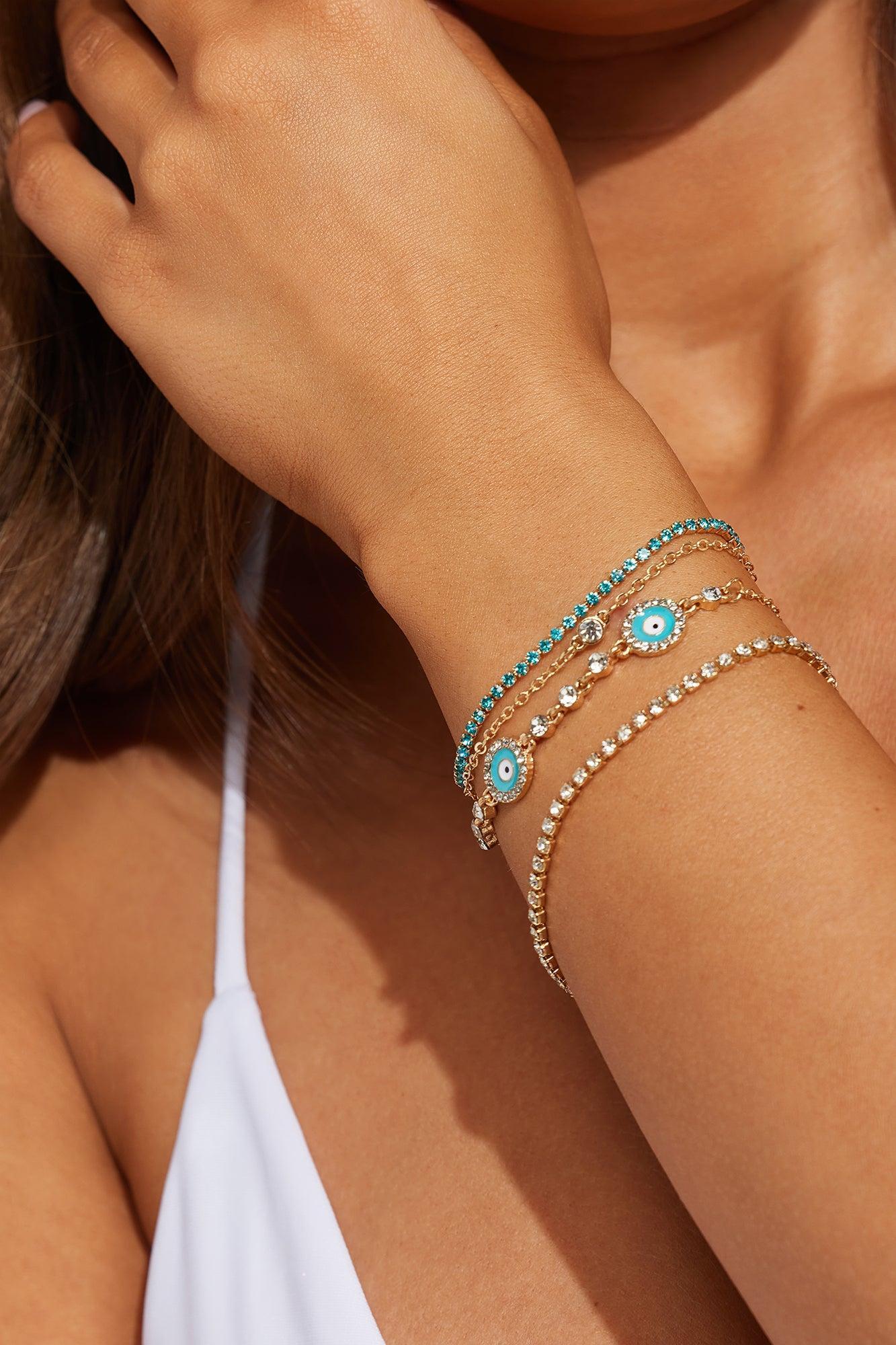 Been Looking For You Bracelet Set - Gold/Blue Product Image