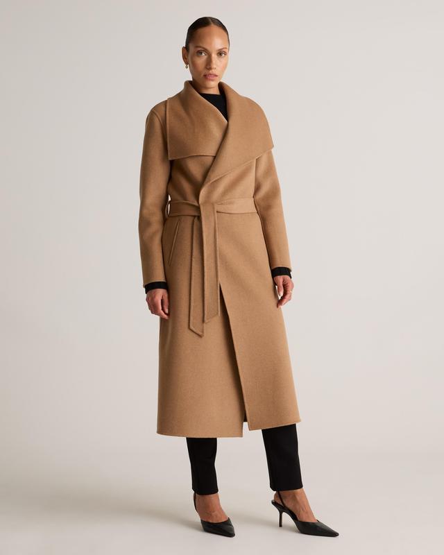 Double-Faced Merino Wool Draped Collar Wrap Coat Product Image