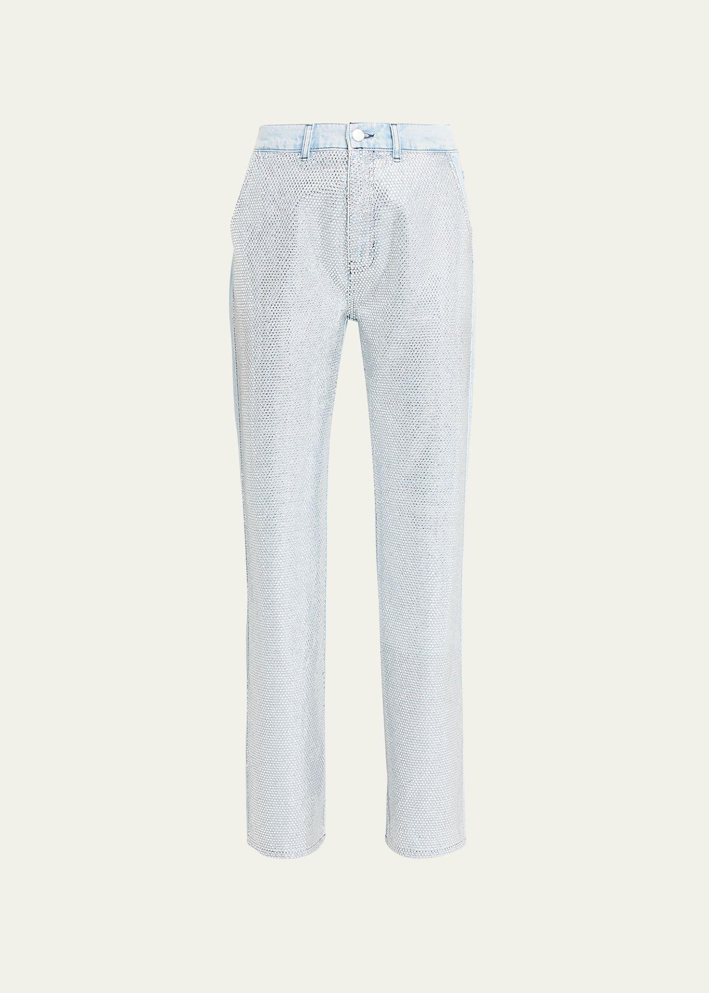 Le Jane High Rise Straight Rhinestone Jeans Product Image