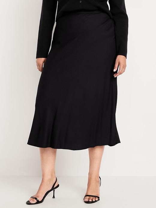 High-Waisted Crepe Midi Skirt Product Image