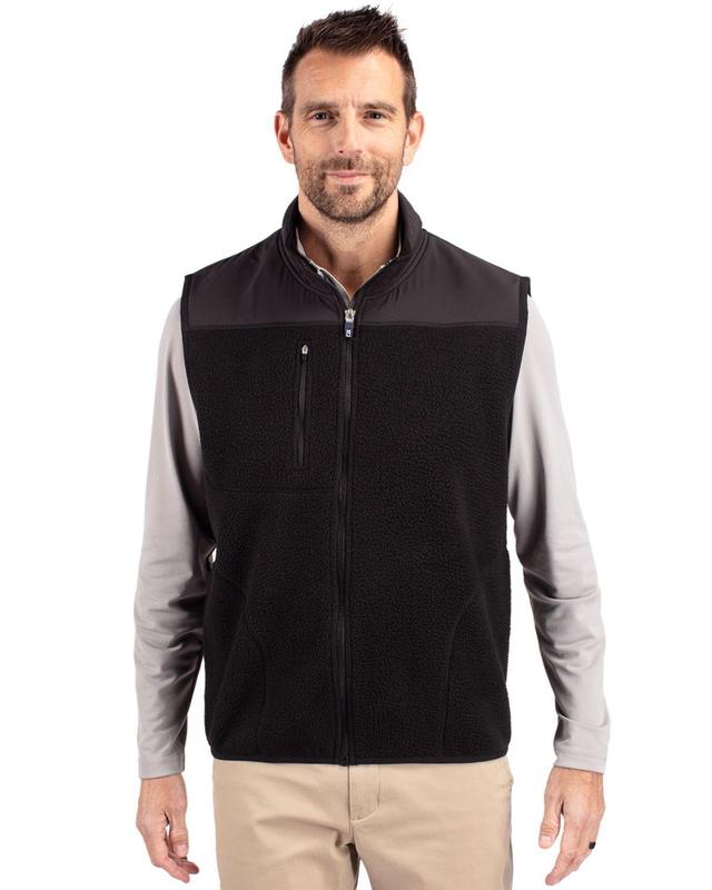 Cutter & Buck Cascade Eco Sherpa Fleece Mens Big & Tall Vest - Navy blue Product Image