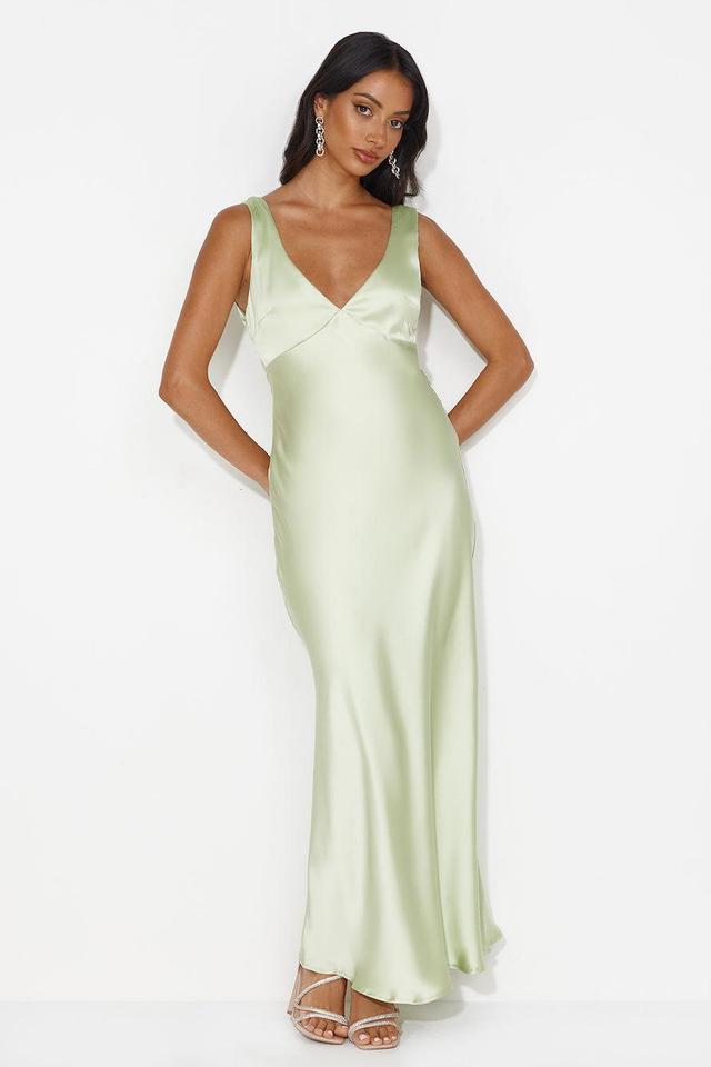 Indigo Fields Satin Maxi Dress Green Product Image