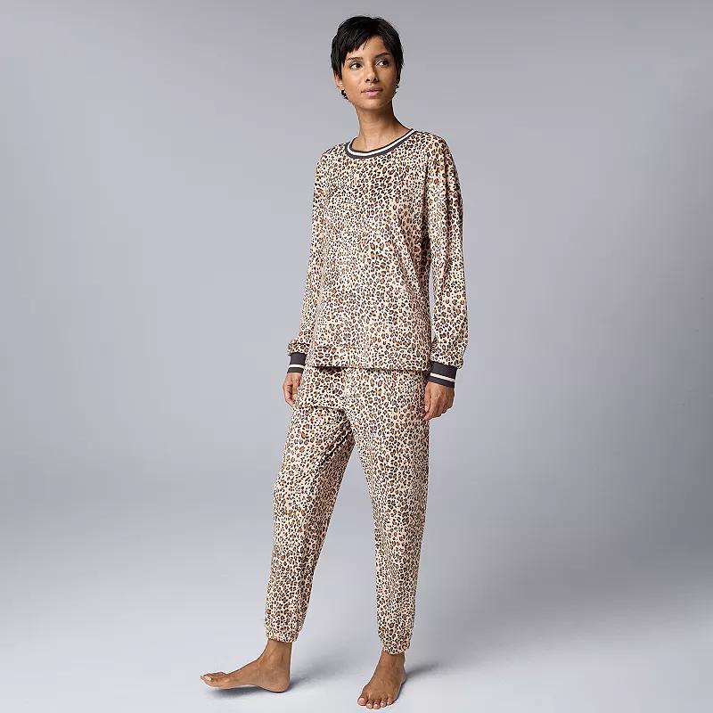 Womens Simply Vera Vera Wang Long Sleeve Pajama Top & Pajama Bottoms Set Product Image