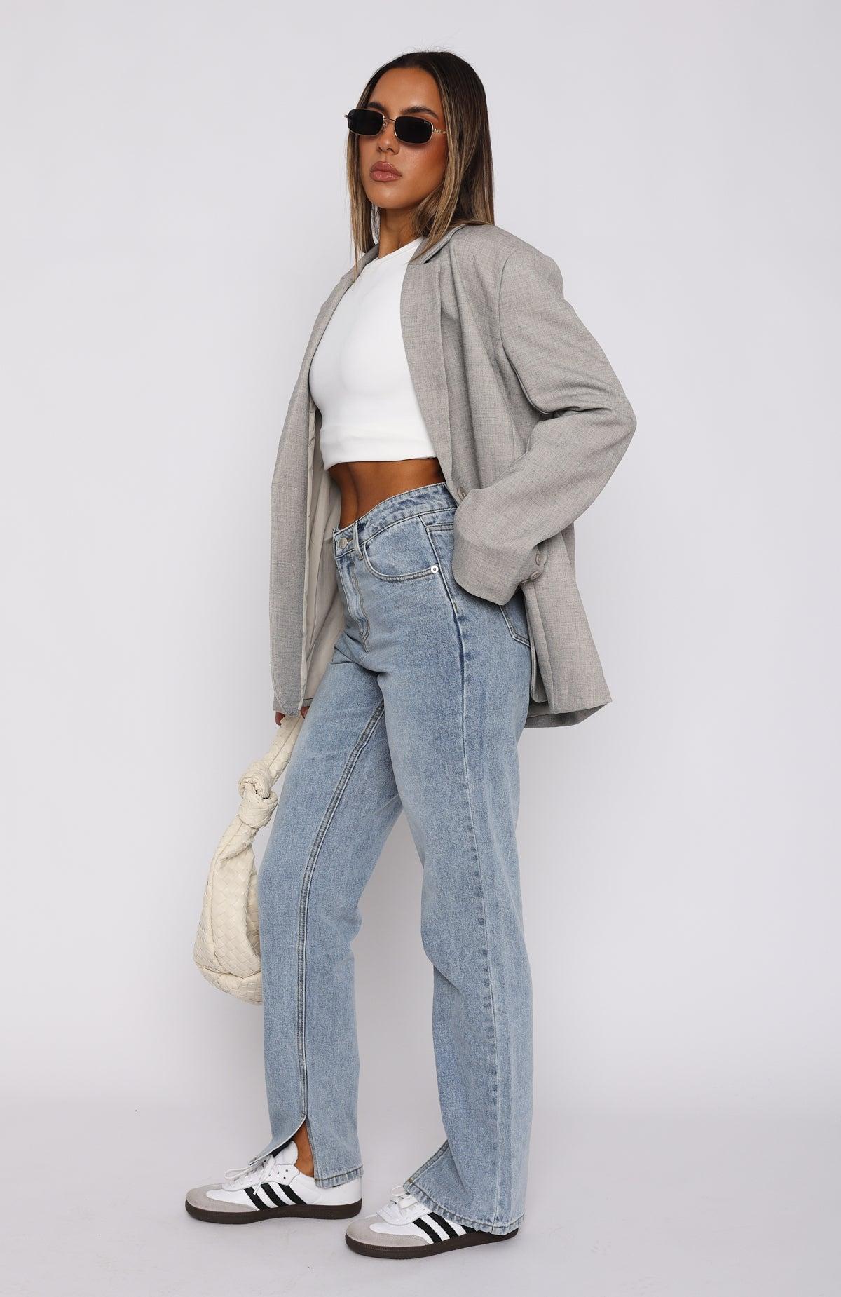 Stevie High Rise Straight Leg Jeans Light Blue Wash Product Image