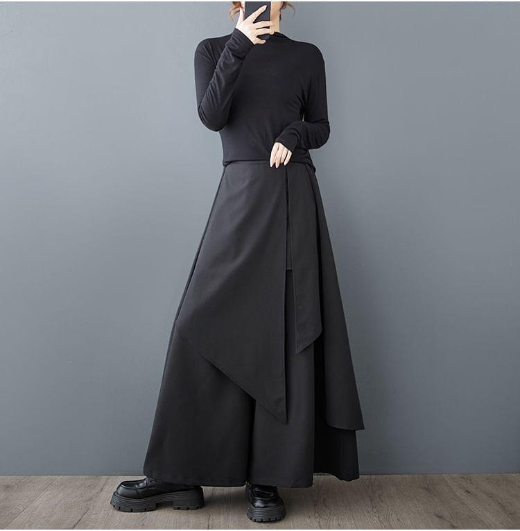 High Waist Plain Asymmetrical Culottes Product Image