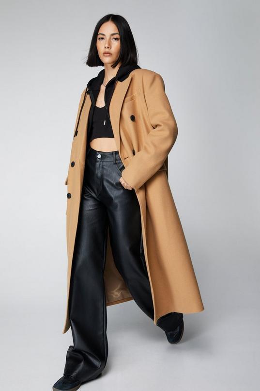 Contrast Collar Wool Look Tailored Coat Product Image