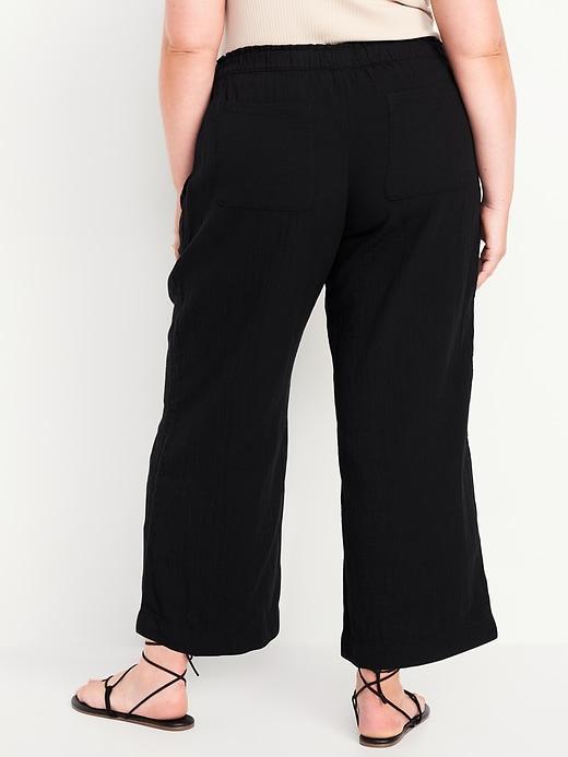 High-Waisted Crinkle Gauze Ankle Pants Product Image