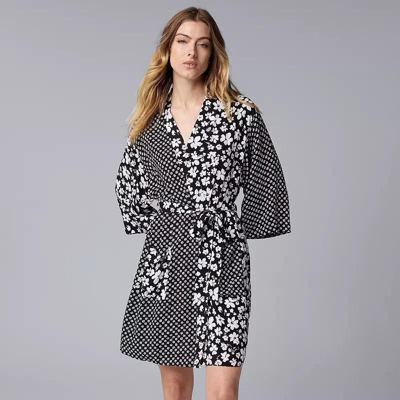 Womens Simply Vera Vera Wang Woven 3/4 Sleeve Wrap Robe Product Image