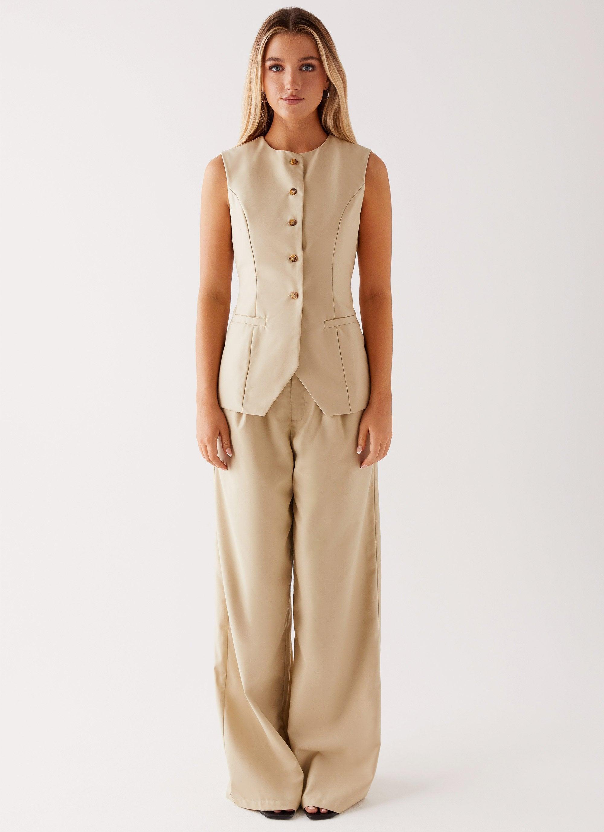 Siena Style Tailored Pants - Beige Product Image