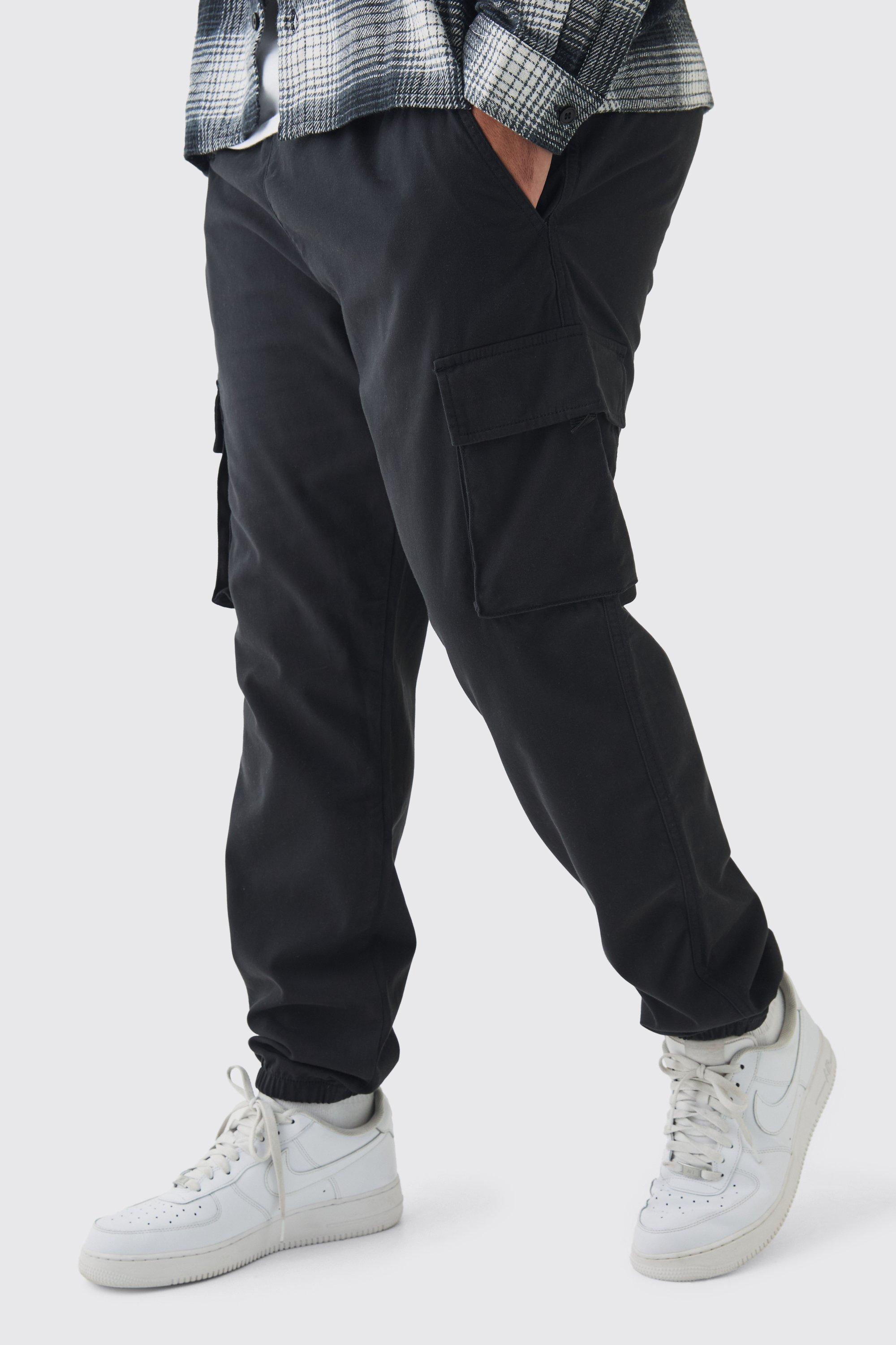 Plus Skinny Fit Elasticated Waist Cuffed Cargo Pants | boohooMAN USA Product Image