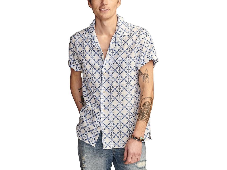 Lucky Brand Batik Short Sleeve Camp Collar Shirt Print) Men's Clothing Product Image