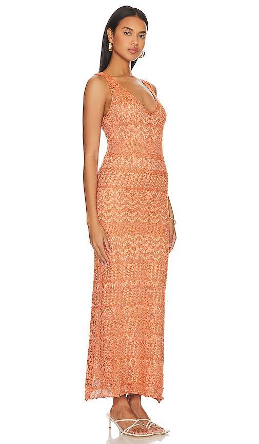 SNDYS x REVOLVE Crochet Maxi Dress in Orange. Size M. Product Image