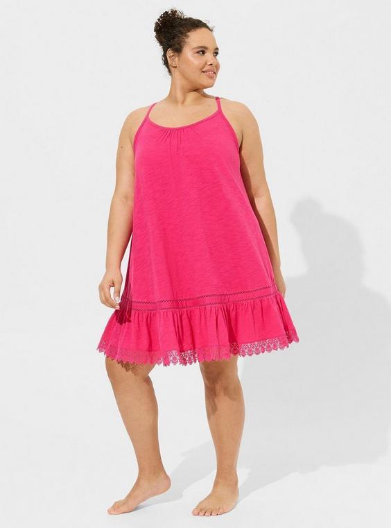 Midi Cotton Crochet Ruffle Beach Dress Product Image