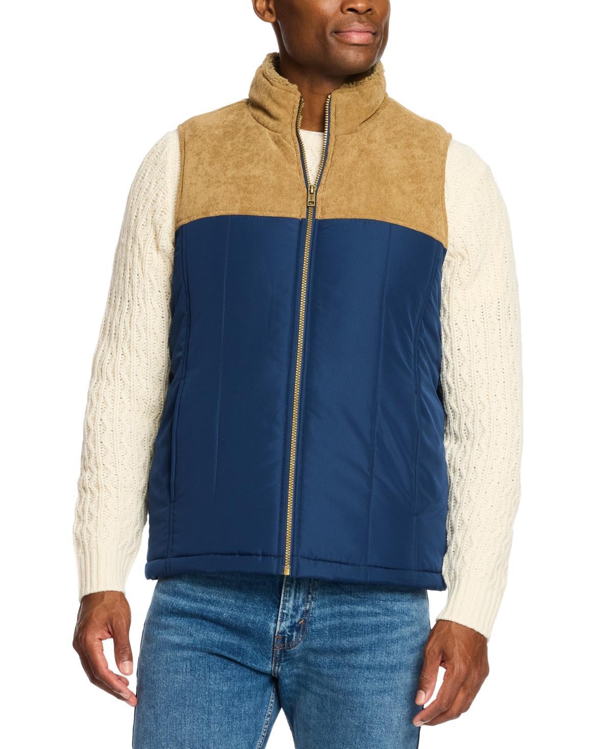 Weatherproof Vintage Mens Corduroy Vest - Navy/Brown Product Image