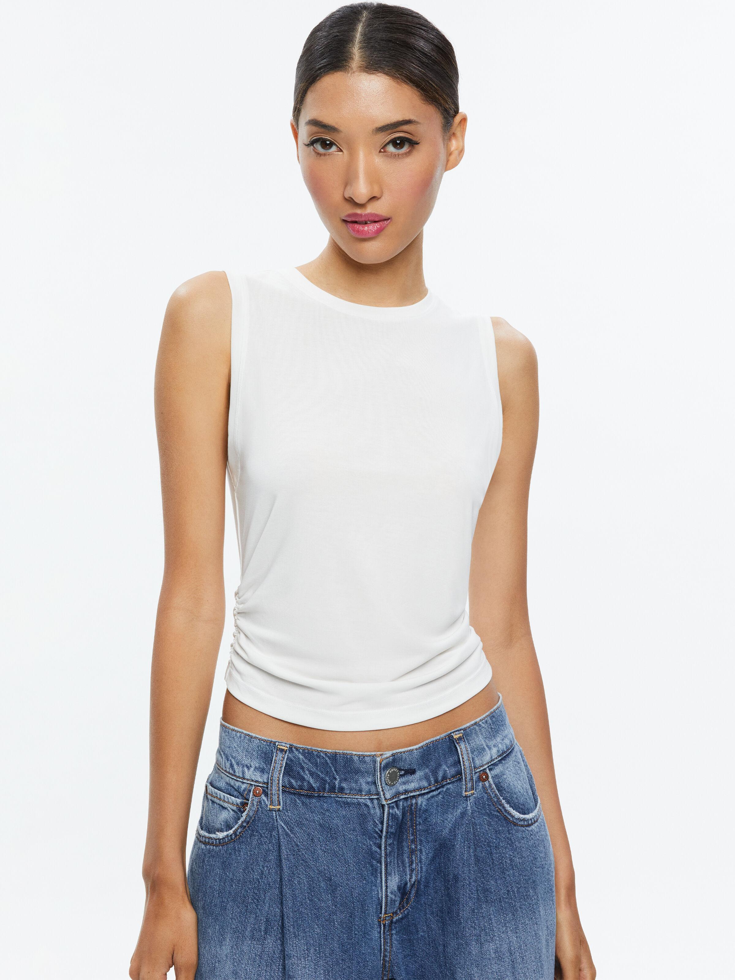 ALICE AND OLIVIA Kappa Cropped Tank In Off White Product Image