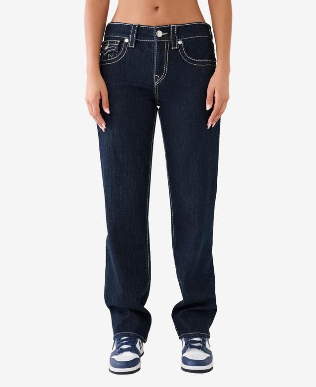 True Religion Womens Ricki Flap Lurex Big T Straight Jeans Product Image