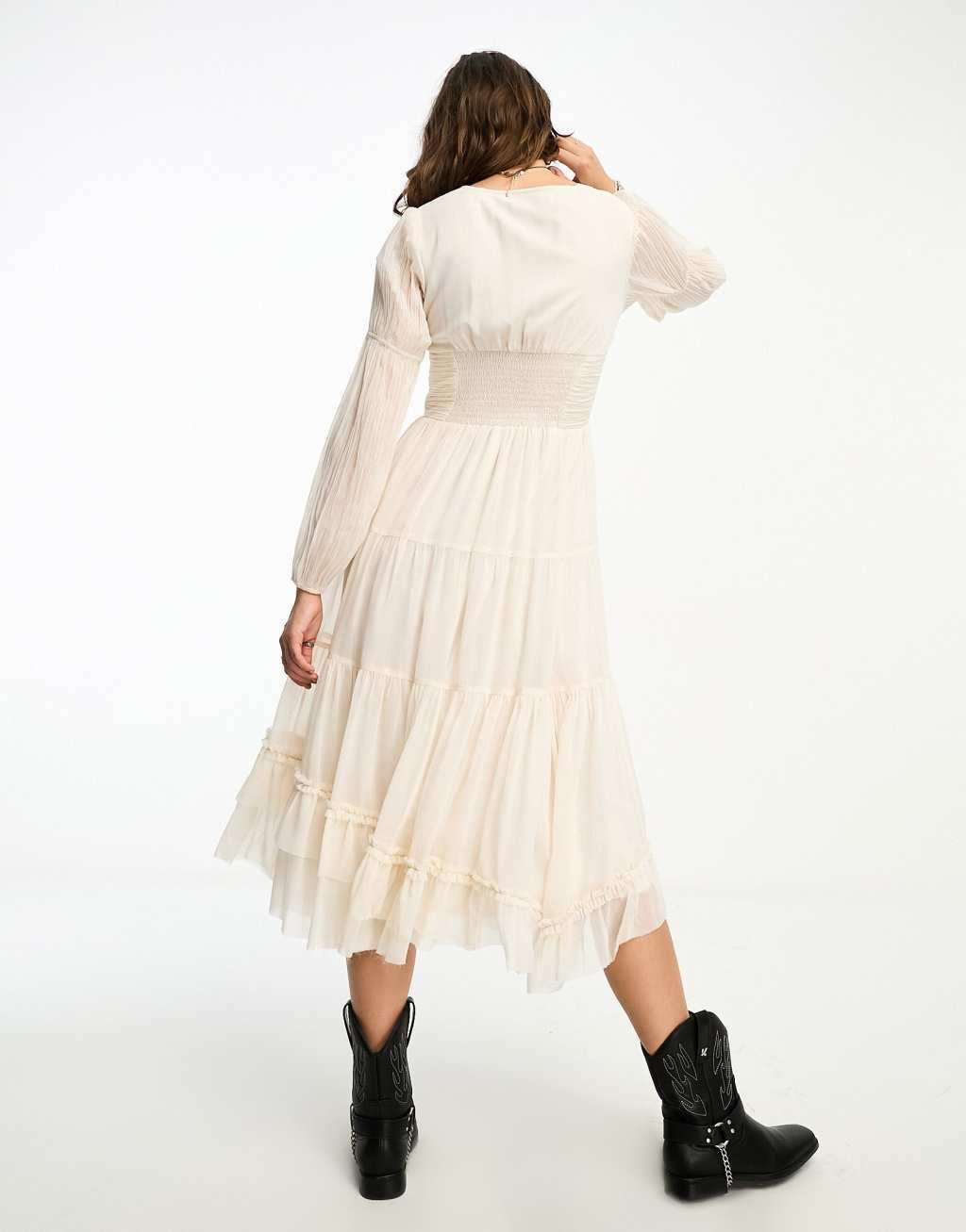 Reclaimed Vintage maxi dress in cream Product Image