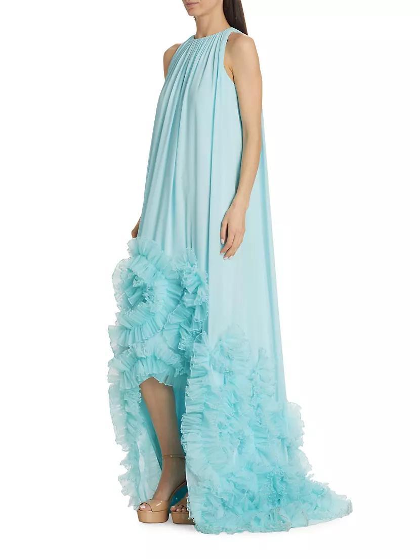 Sleeveless Ruffled Hi-Low Gown Product Image