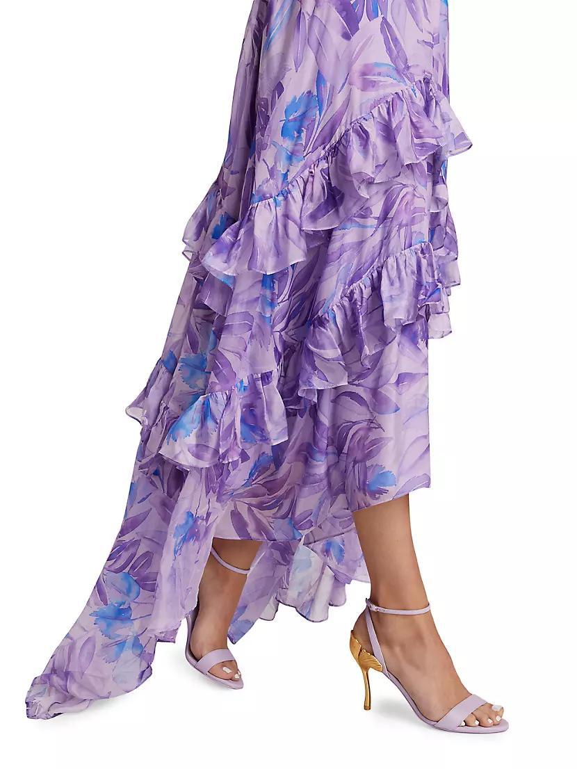 Senora Palm Ruffled High-Low Gown Product Image