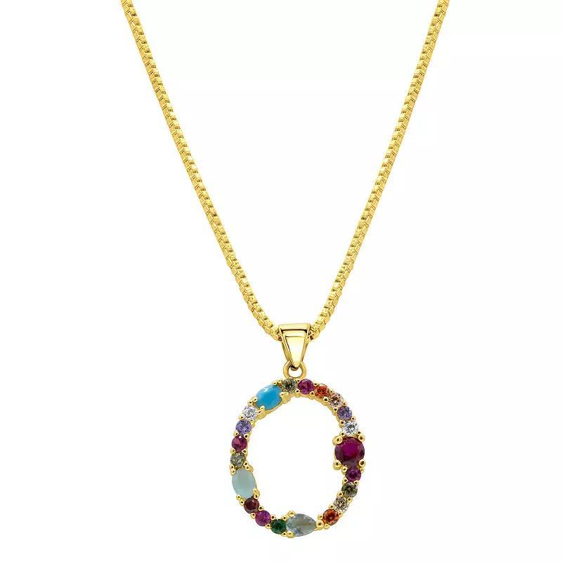 Adornia Gold Tone Multi Color Cubic Zirconia Initial Necklace, Womens H Product Image