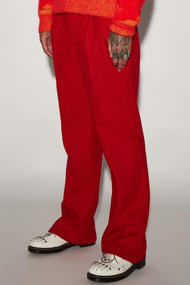 Zip It Out Relaxed Flare Trousers - Red Product Image