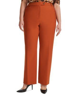 Plus Size High Rise Straight Leg Pants Product Image