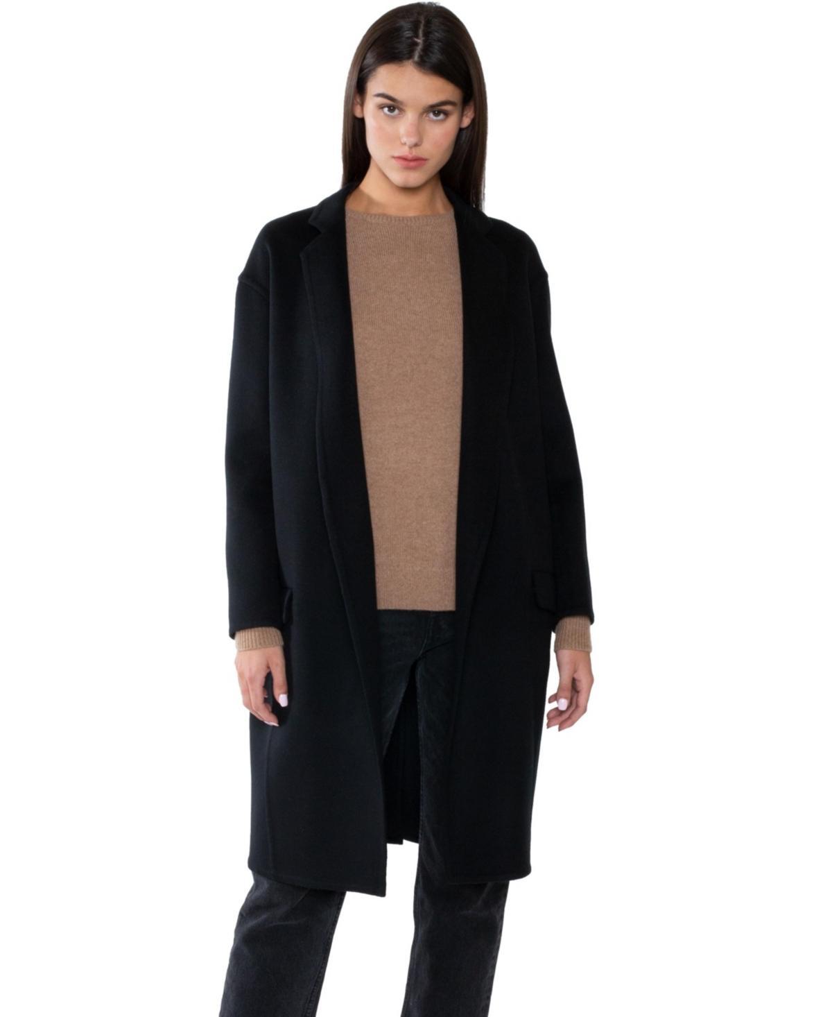 Jennie Liu Womens Cashmere Wool Double-faced Lapel Overcoat Product Image