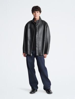 Cocoon Faux Leather Coat Product Image