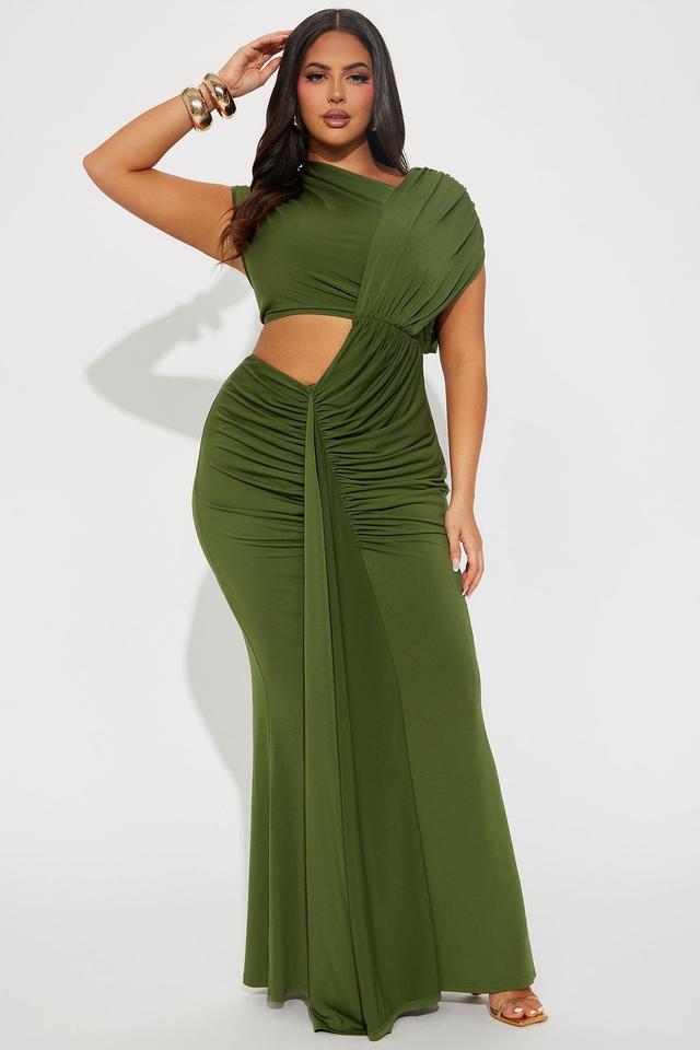 Aria Cut Out Maxi Dress - Olive Product Image