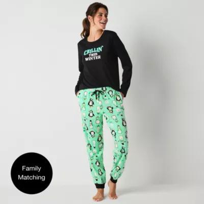 North Pole Trading Co. Womens Tall Microfleece Crew Neck Long Sleeve 2-pc. Matching Family Pant Pajama Set Product Image