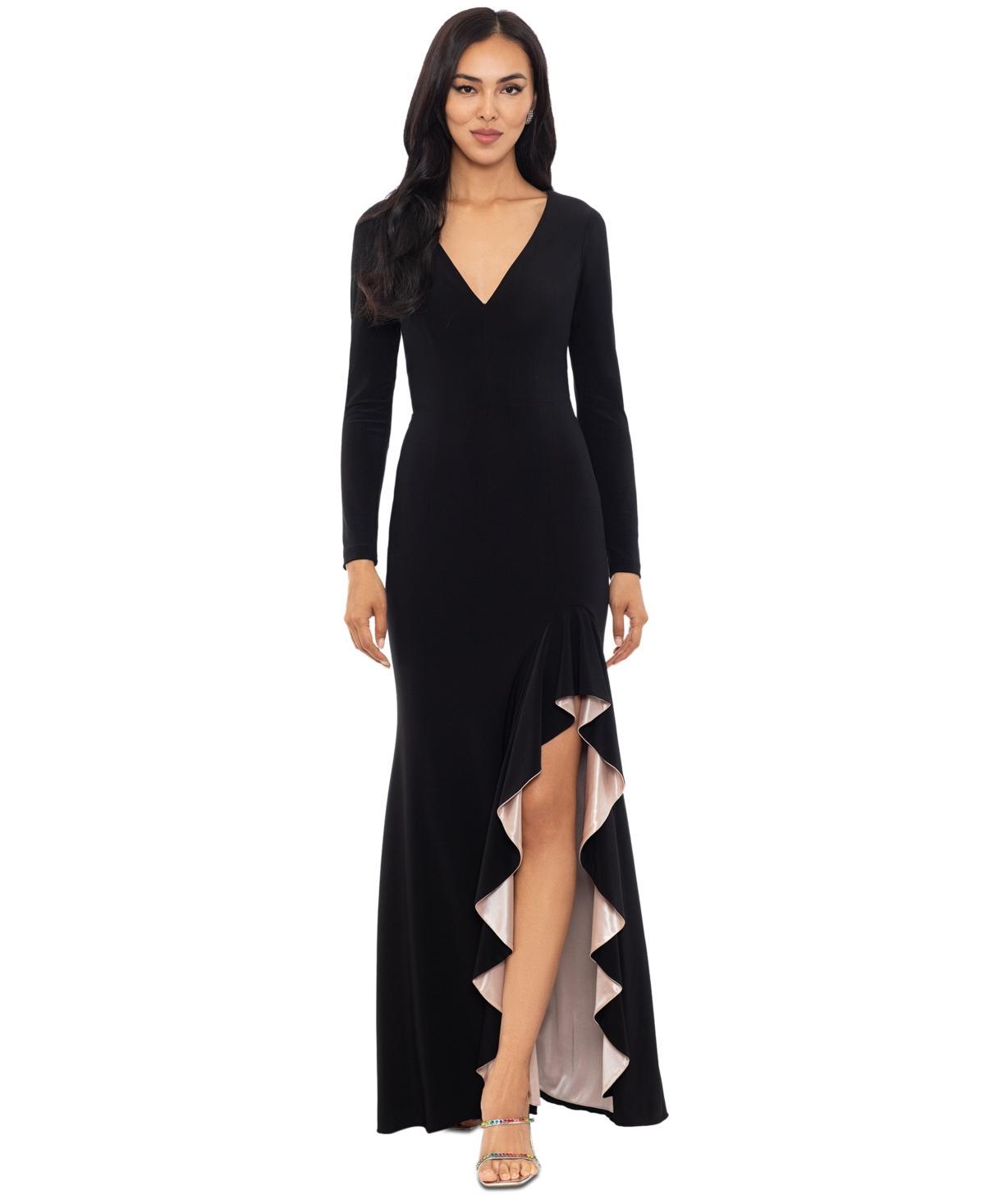 Xscape Evenings V-Neck Long Sleeve Gown Product Image