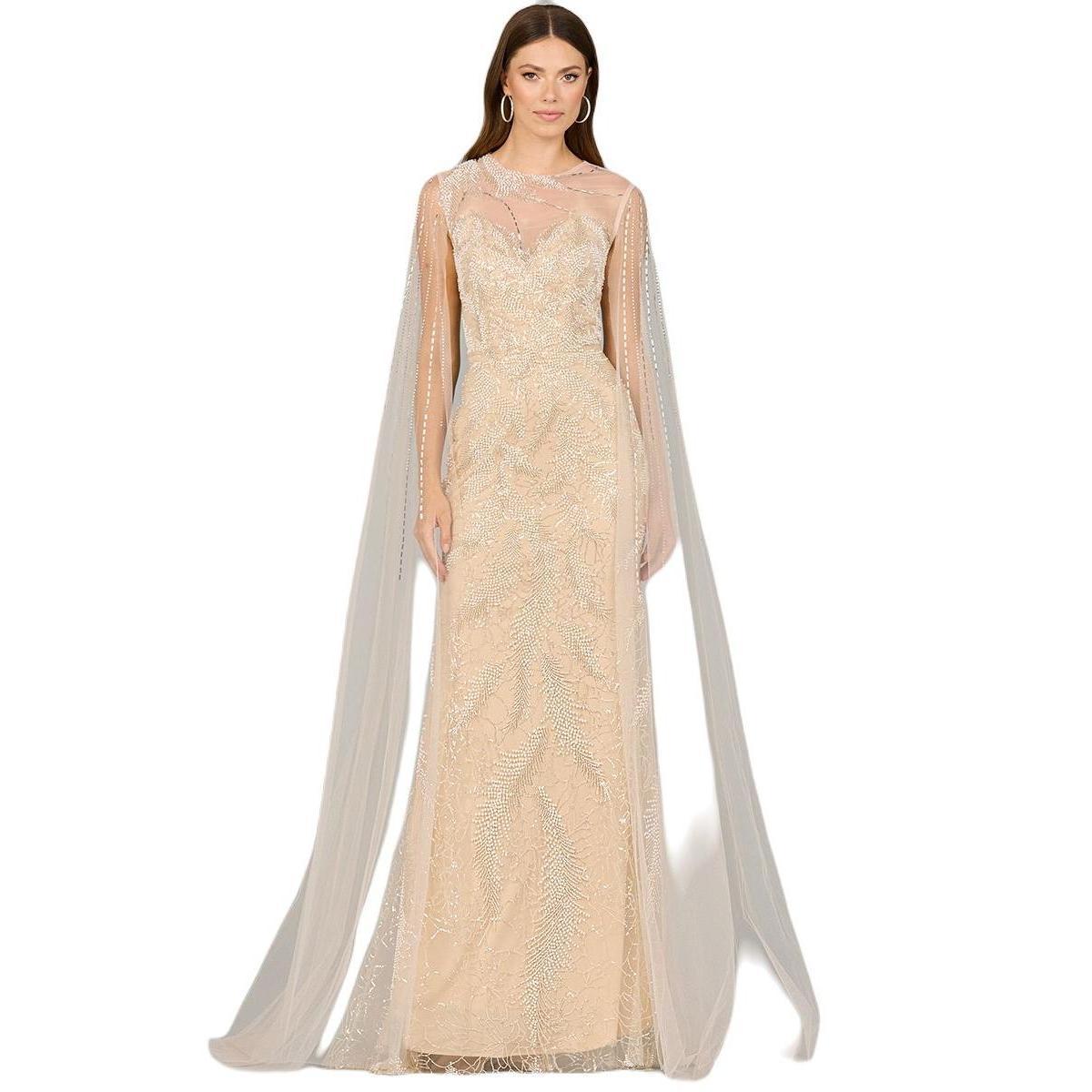 Lara Womens Long Cape Beaded Gown Product Image