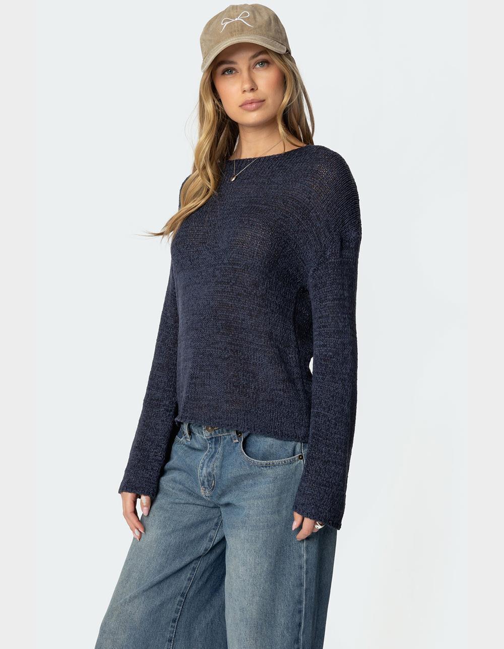 EDIKTED Drop Shoulder Light Knit Sweater Product Image