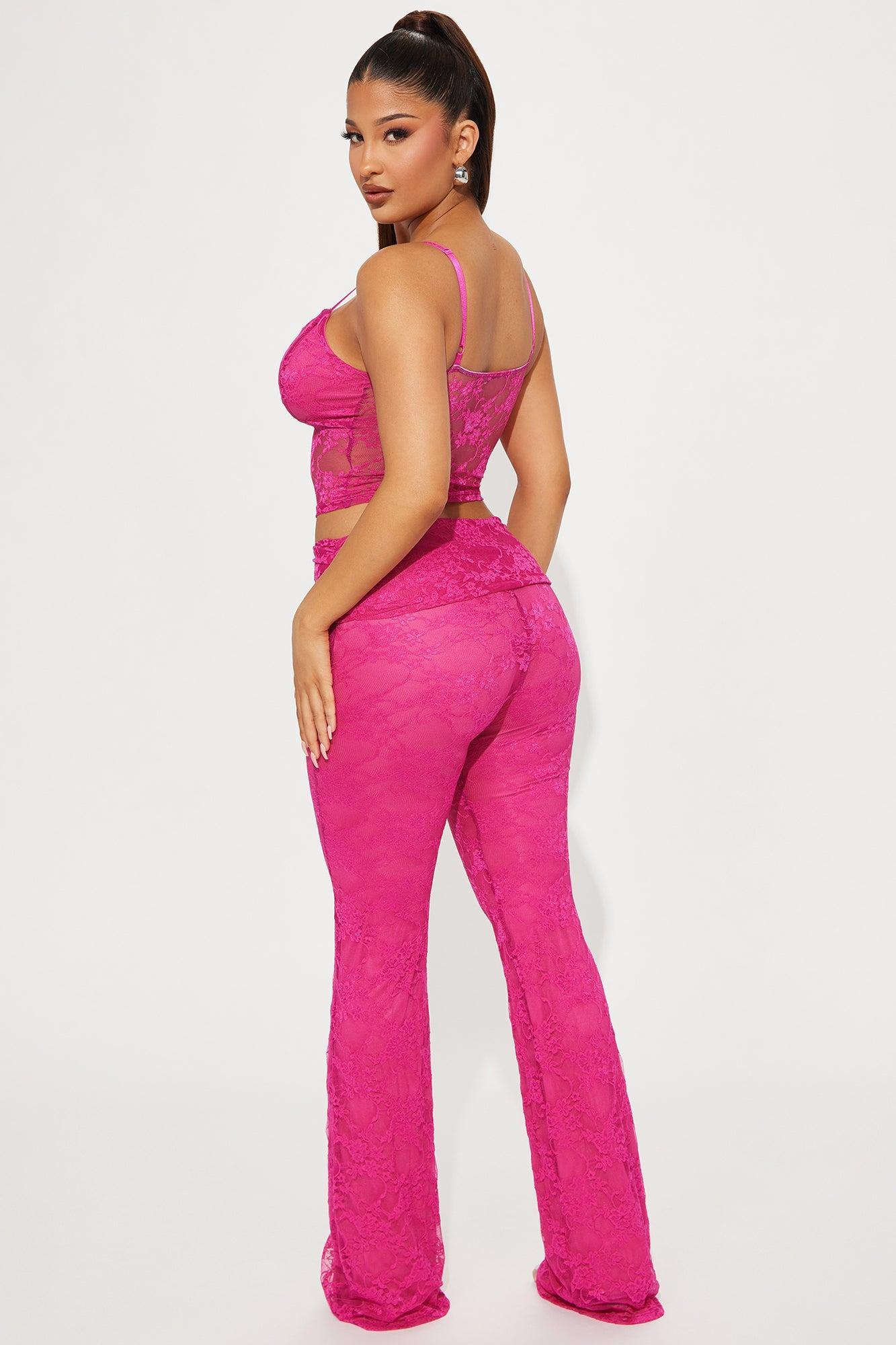 Love You Lace Pant Set - Fuchsia Product Image