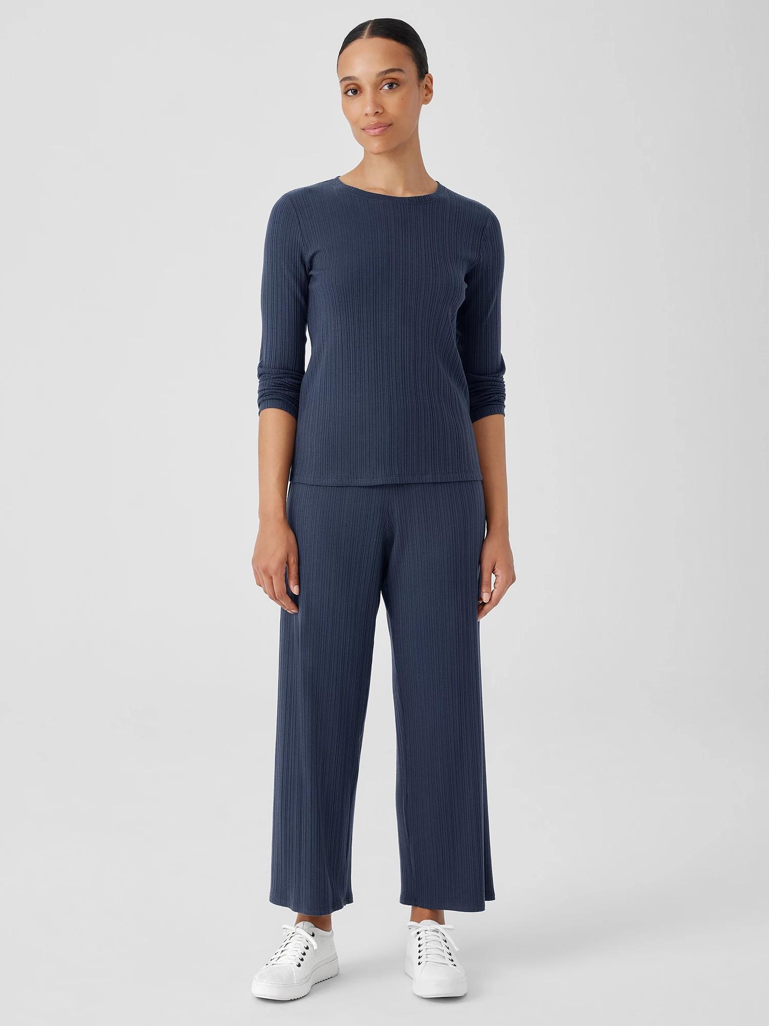 EILEEN FISHER Variegated Rib Knit Wide-Leg Pantfemale Product Image