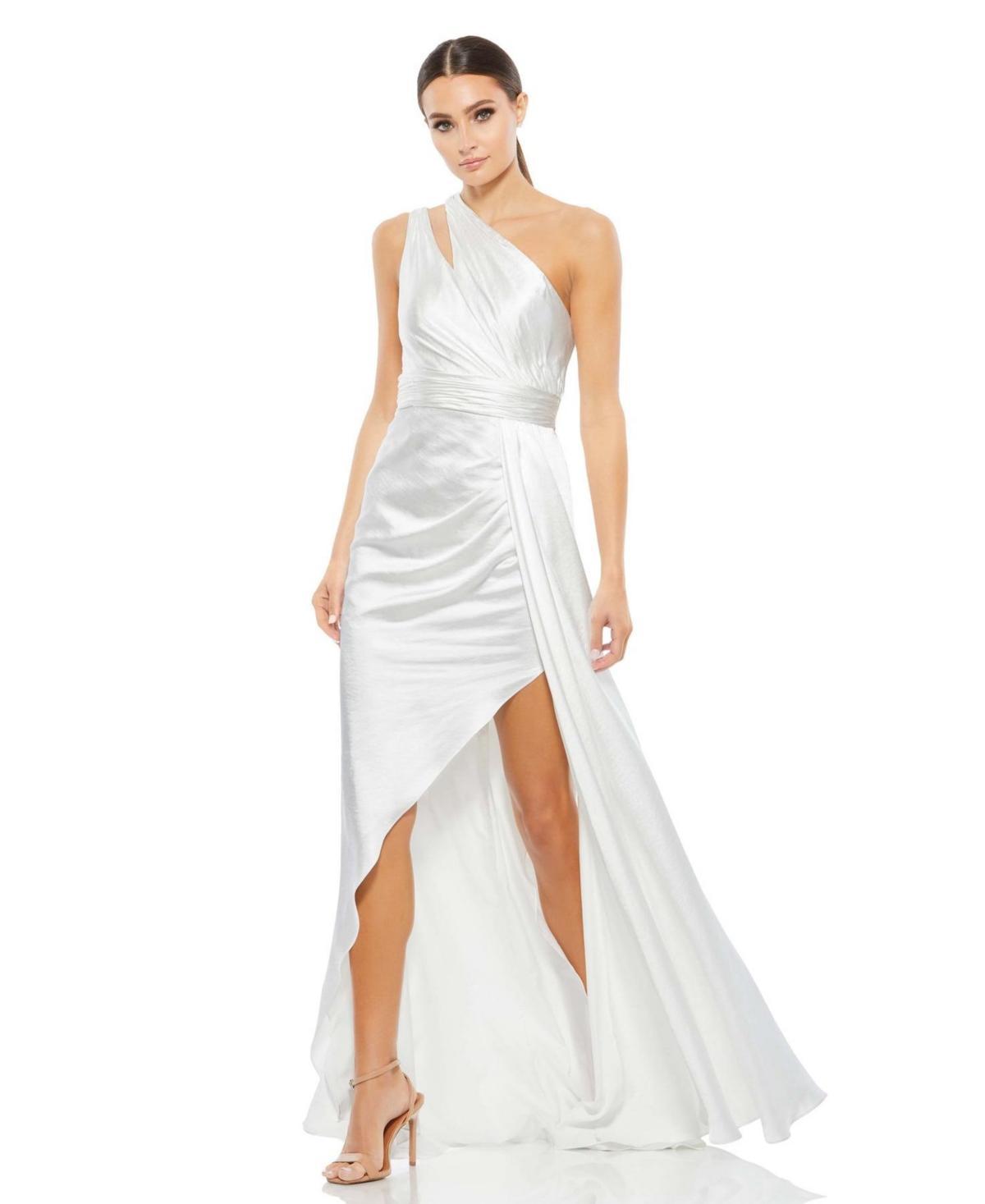 Womens One Shoulder Cutout Charmeuse Gown Product Image