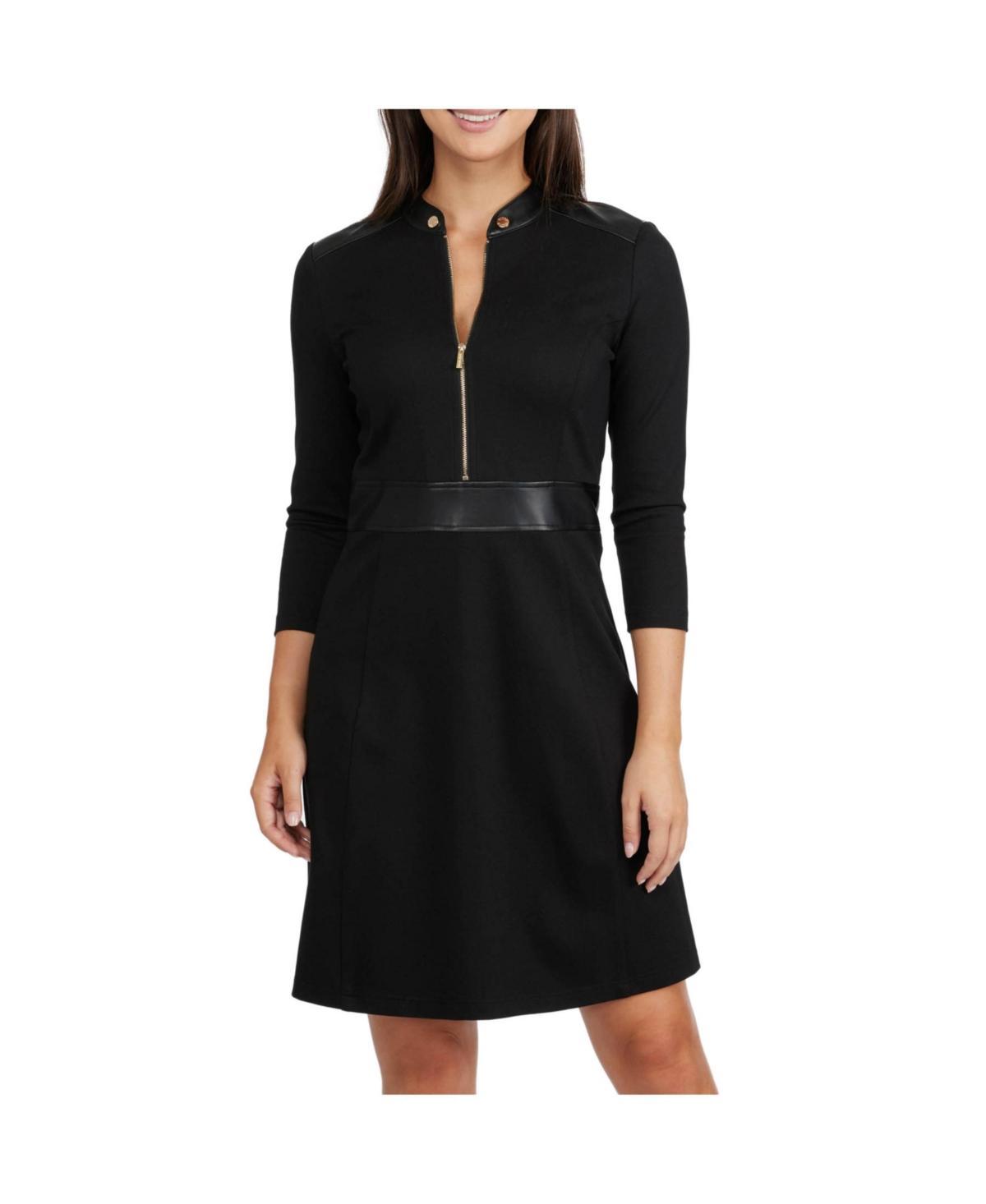 Ellen Tracy Womens Ponte Faux Leather Mix Media Dress Product Image